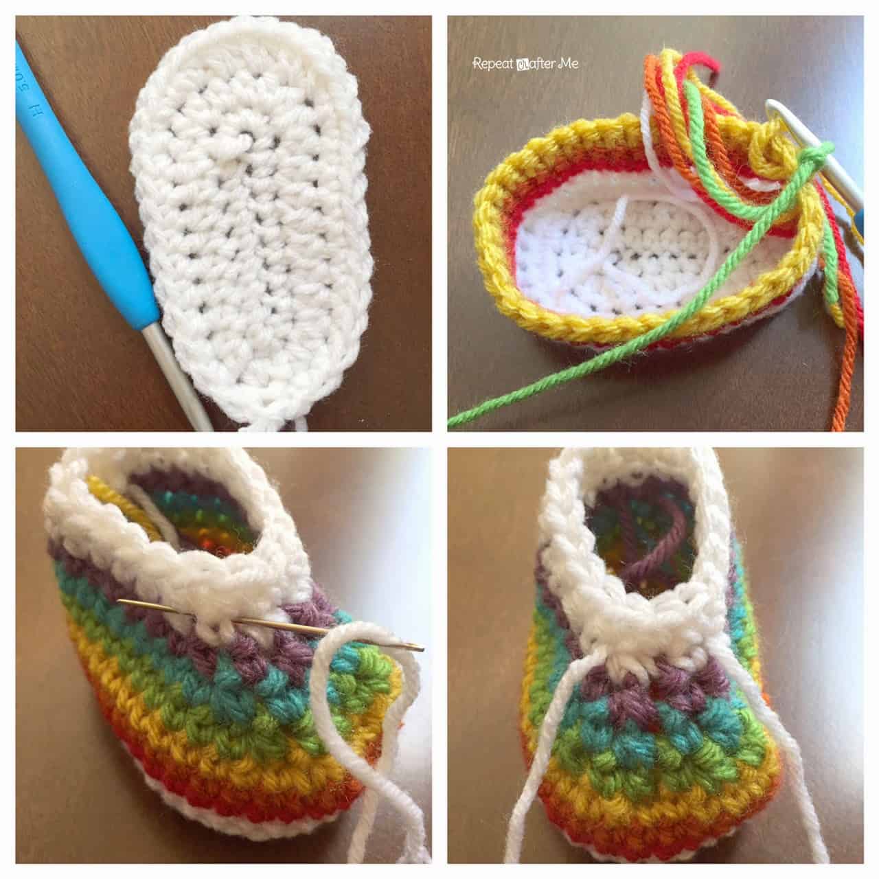 Rainbow Booties with Repeat Crafter Me – Clover Needlecraft