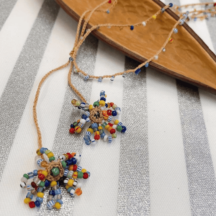 Beaded Necklace - First Love, crochet necklace with Swarovski