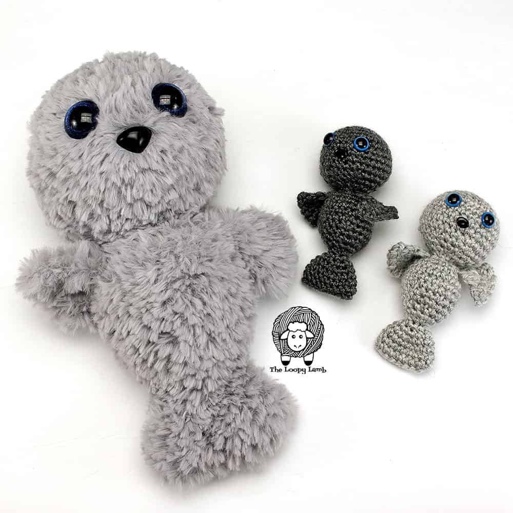 Amigurumi seal in two different sizes