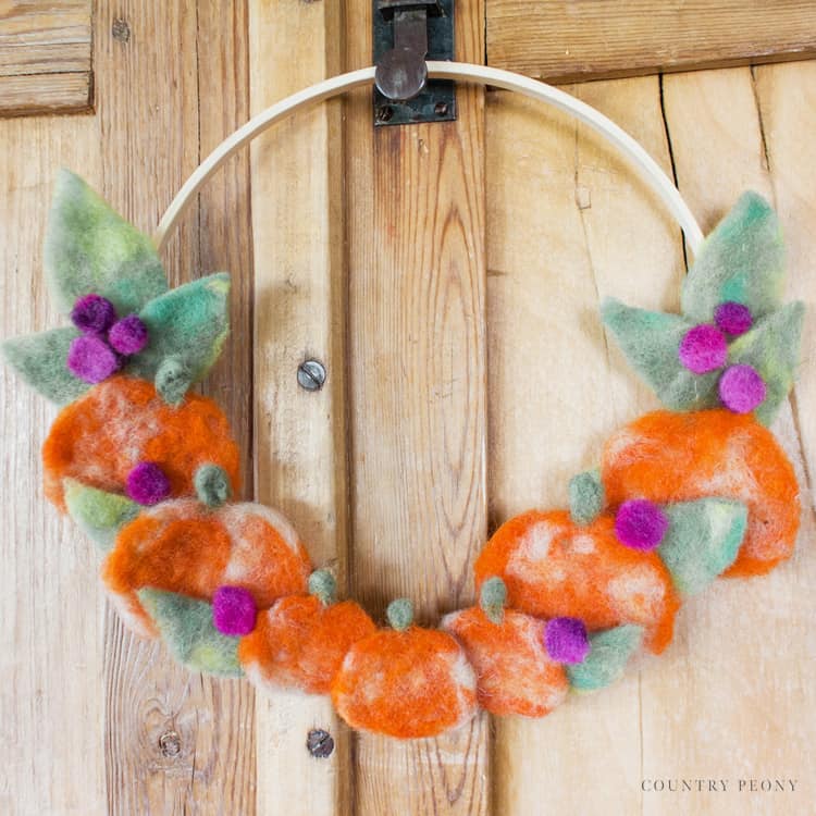DIY Felt Pumpkin Wreath with Clover's Needle Felting Tools