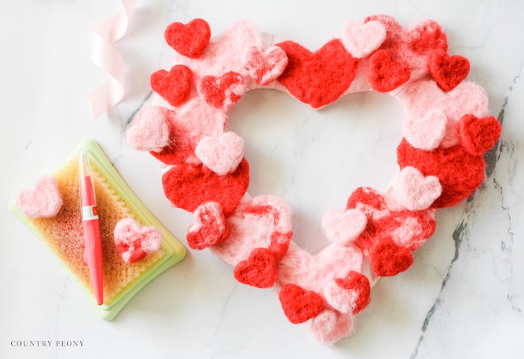 DIY Felt Heart Valentine's Day Wreath with Clover - Country Peony Blog
