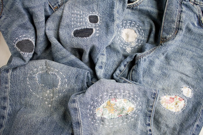 How to Fix Ripped Jeans with Visible Mending // Sashiko and Denim Patches