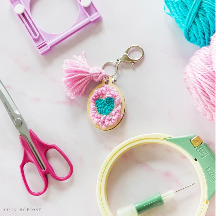 Punch Needle Embroidery Keychain - Country Peony Blog
