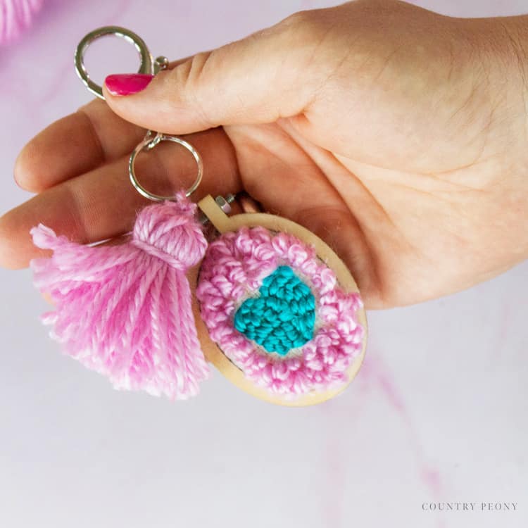 Punch Embroidery Keychain with Clover's Embroidery Stitching Tool & Tassel Maker - Country Peony Blog