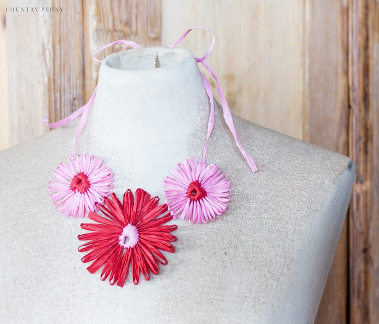 DIY Raffia Flower Necklace with Clover's Flower Loom - Country Peony Blog