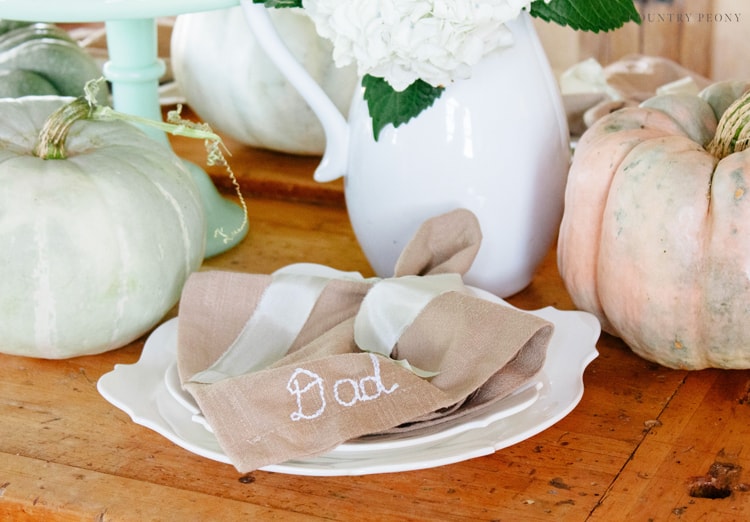 DIY Personalized, Embroidered Napkin with Clover's Embroidery Stitching Tool - Country Peony Blog