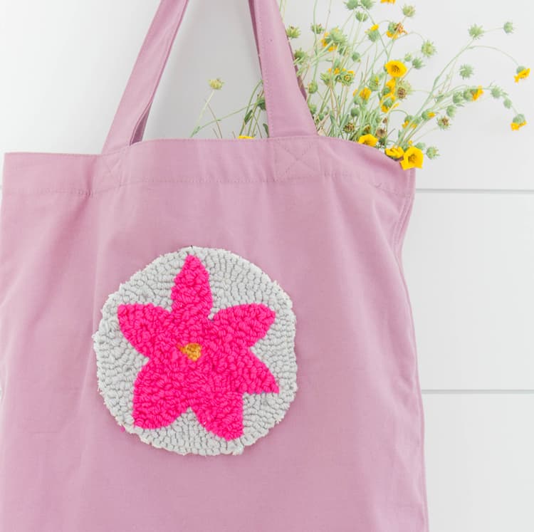 Tote Bag Floral Mums Knitting Bag Handmade Tote Quilted 